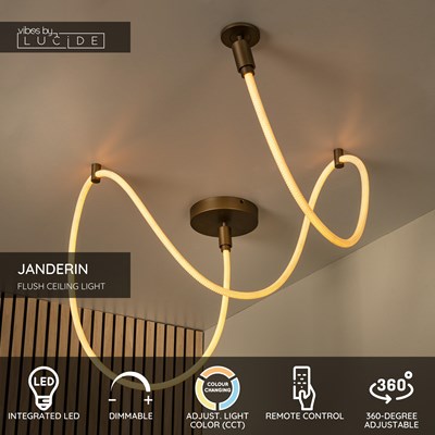 Lucide JANDERIN - Flush ceiling light - LED Dim. - CCT - 1x36W 2200K/3300K - Champagne Color | Vibes